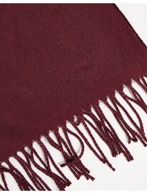 Jack & Jones woven fringed scarf in burgundy