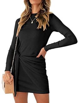 Lunivop Womens Casual Long Sleeve T Shirt Dress 2021 Fashion Crewneck Mini Wrap Dress