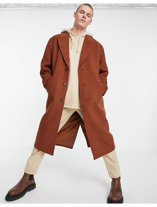 Asos Design oversized overcoat in brown