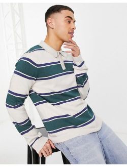 rugby stripe polo in green
