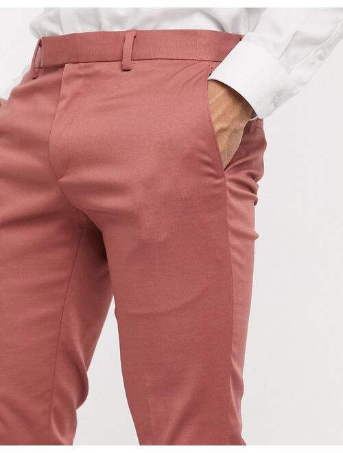 River Island Skinny Zipper Fly Pants In Pink