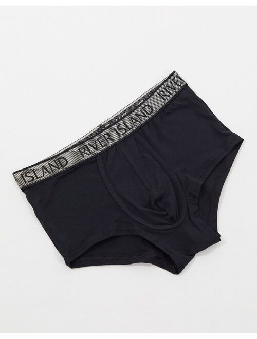 River Island 3 pack trunks with metallic waistband in black