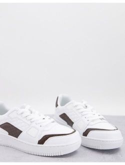 low top monogrammed sneakers in white