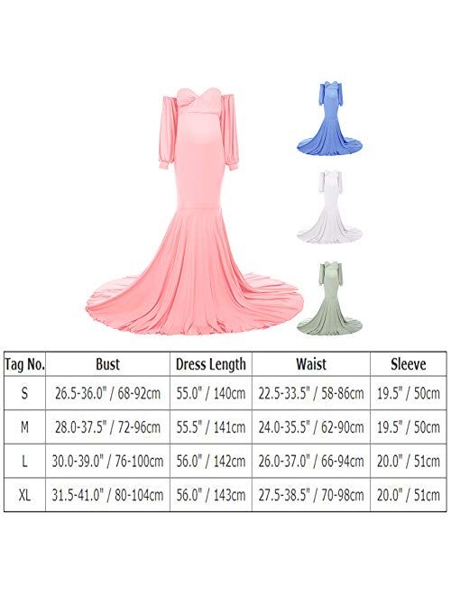 Maternity Dress Off Shoulders Half Circle Long Sleeve High Split Pregnancy Gown for Motherhood Baby Shower Photo Props