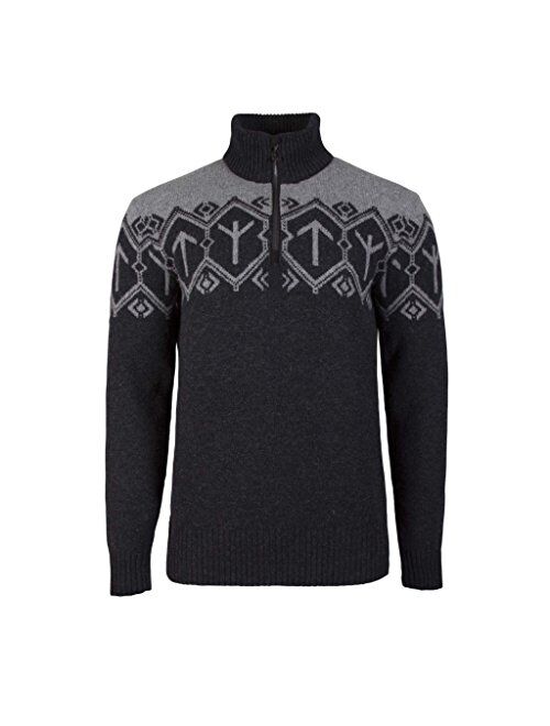 Dale of Norway Tor Masculine Wool Sweater with Runic Design with Free STRATHTAY BFL $90 Black Cap