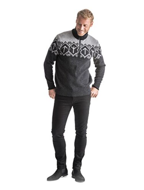 Dale of Norway Tor Masculine Wool Sweater with Runic Design with Free STRATHTAY BFL $90 Black Cap