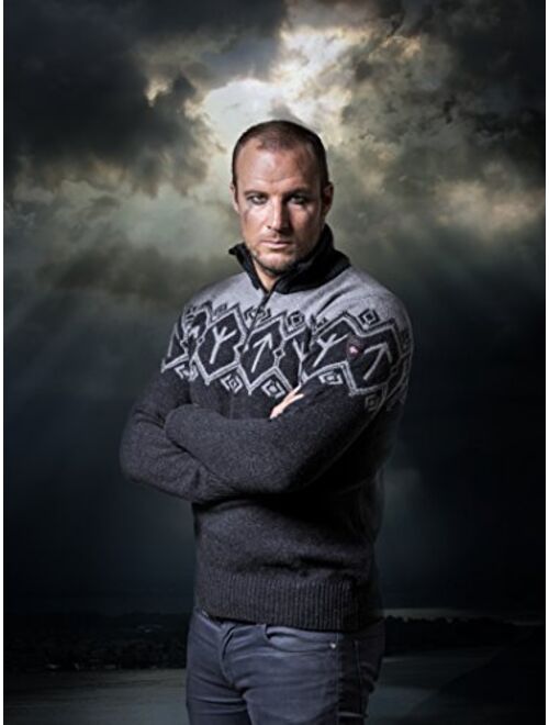 Dale of Norway Tor Masculine Wool Sweater with Runic Design with Free STRATHTAY BFL $90 Black Cap
