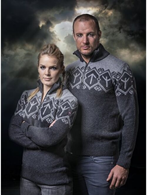 Dale of Norway Tor Masculine Wool Sweater with Runic Design with Free STRATHTAY BFL $90 Black Cap