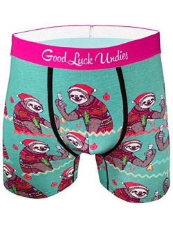 Good Luck Undies Men's Christmas Sloth Boxer Brief Underwear