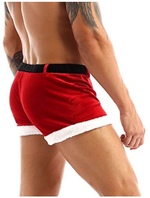 iEFiEL Christmas Holiday Mens Boxer Shorts Velvet Christmas Santa Claus Boxers Trunks Underwear