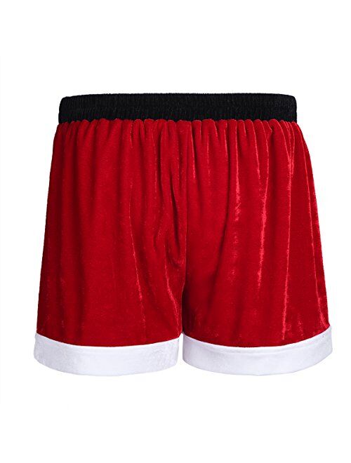 iEFiEL Mens Flannel Christmas Santa Claus Costume Festival Holiday Boxer Shorts Underwear Trunks Underpants