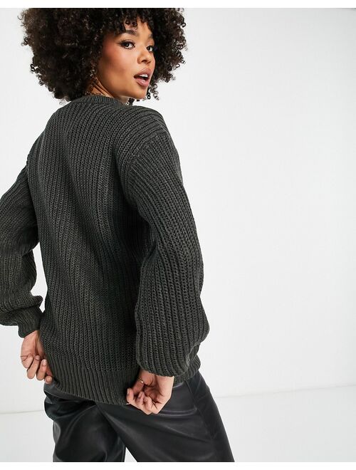 New Look Maternity volume sleeve sweater in gray