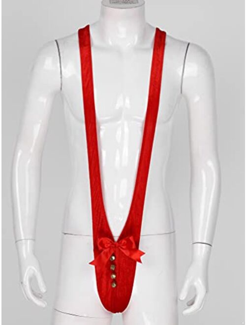 YiZYiF Men's Velvet Christmas Santa V-Sling Mankini Thong Bikini G-String Underwear