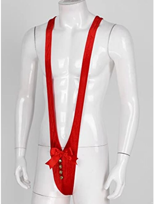 YiZYiF Men's Velvet Christmas Santa V-Sling Mankini Thong Bikini G-String Underwear