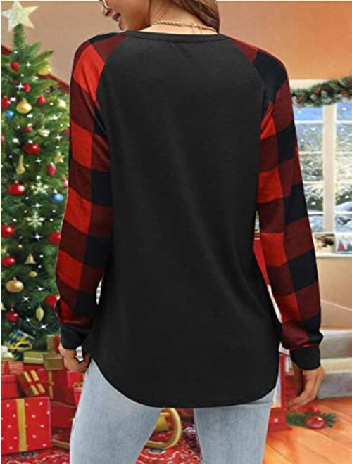Christmas Sweatshirt for Women Cute Merry Christmas Shirt Off Shoulder Long Sleeve Pullover Top Blouse