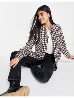 houndstooth overshirt in red plaid