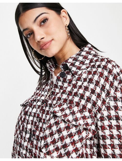 New Look houndstooth overshirt in red plaid