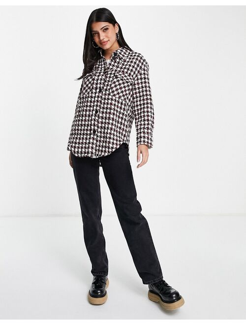 New Look houndstooth overshirt in red plaid