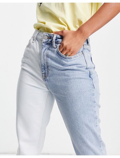 New Look two-tone mom jeans in blue