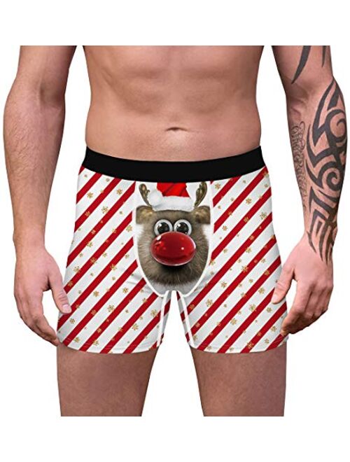 FLYCHEN Men Christmas 4 Pack Boxer Briefs 3D Printed Funny Underwear