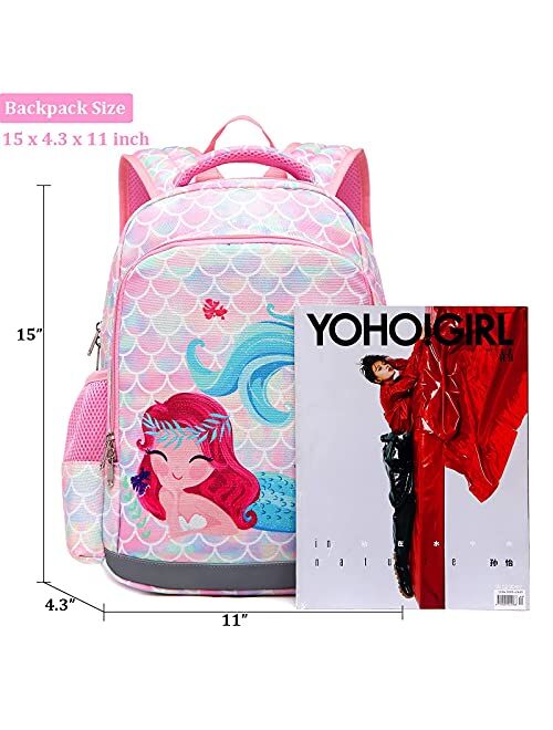 Backpack for Girls Kids Backpack with Lunch Box Lightweight Rainbow Preschool Kindergarten Bookbag