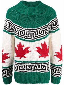 intarsia-knit mock-neck jumper