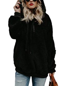American Trends Oversized Sweatshirts for Women Athletic Womens Sherpa Hoodie Fluffy Women's Hoodies Pullover with Pockets