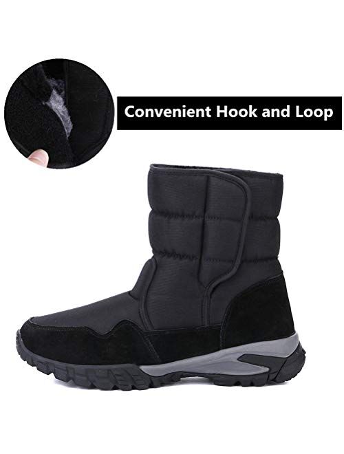 DADAWEN Men's Winter Snow Boots Outdoor Waterproof Anti-Slip Warm Fur Lined Cold Weather Boots