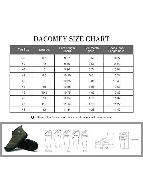 Dacomfy Men's Winter Boots Fur Lined Snow Boots Waterproof Outdoor Slip-on Sneakers Anti-Slip Warm Winter Shoes