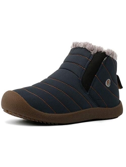 Men Women Slip On Waterproof Outdoor Anti-Slip Fur Lined Ankle Snow Boots