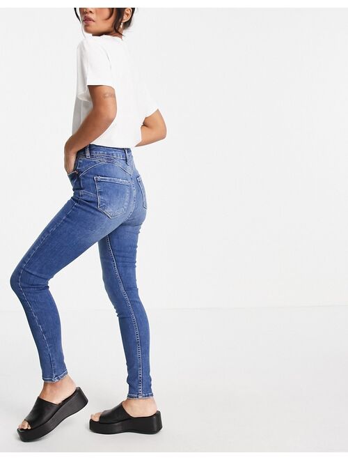 New Look Petite lift & shape skinny jeans in light blue