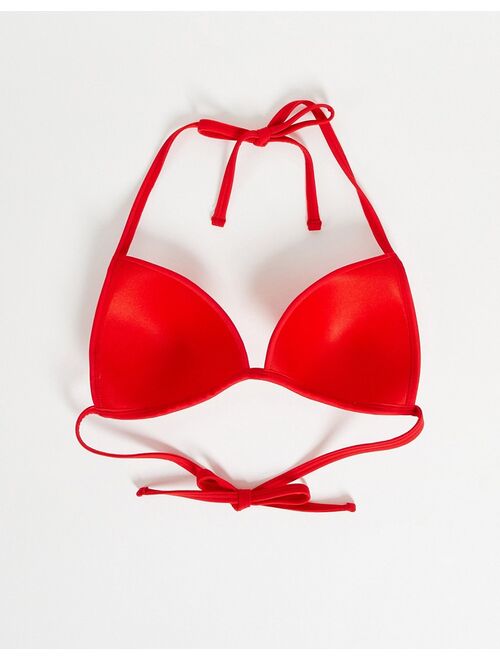 New Look 2 pack triangle bikini top in black