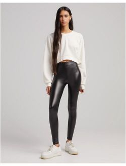 faux leather legging in black