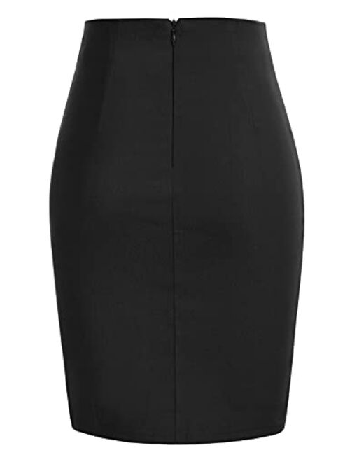 Belle Poque Women Elegant Runched High Waist Stretchy Short Pencil Bodycon Skirt