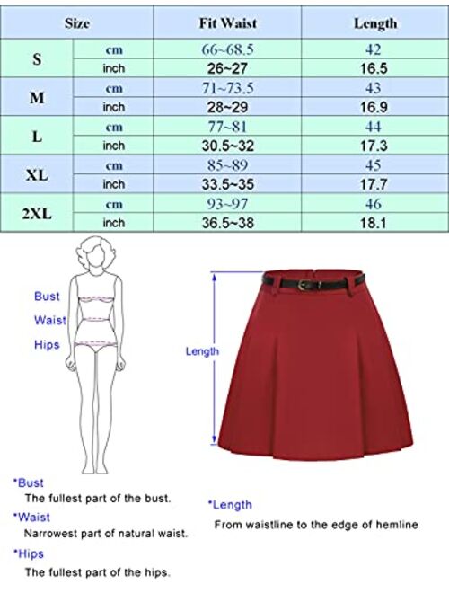 Belle Poque Women Vintage Novelty Mini Skirt A-line Skater Skirt with Pockets&Belts