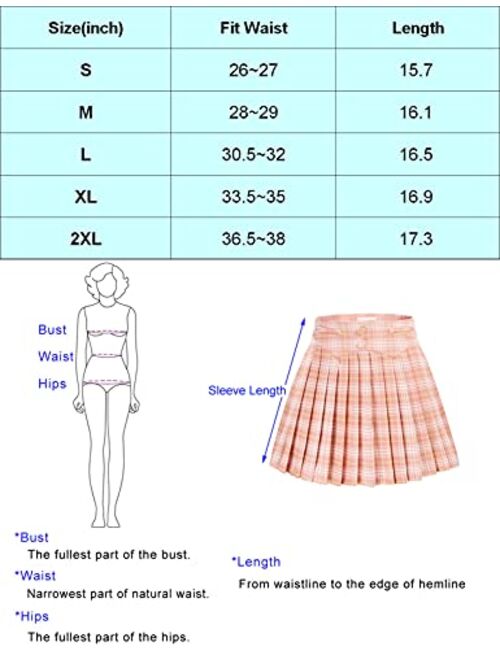 Belle Poque Women's Pleated Mini Skirts High Waist A-line Skater Skirt