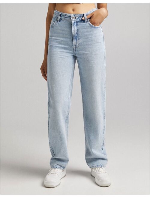 Buy Bershka high waisted dad jean in bleached wash online | Topofstyle