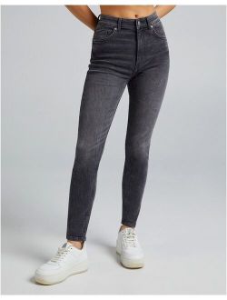 high waist skinny jeans in gray