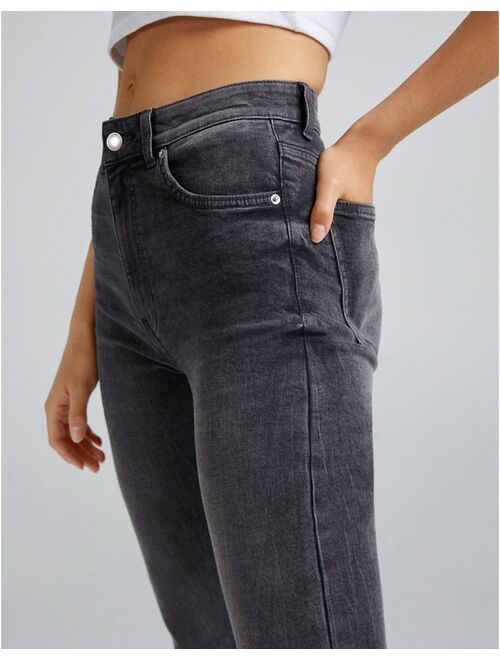 Bershka high waist skinny jeans in gray
