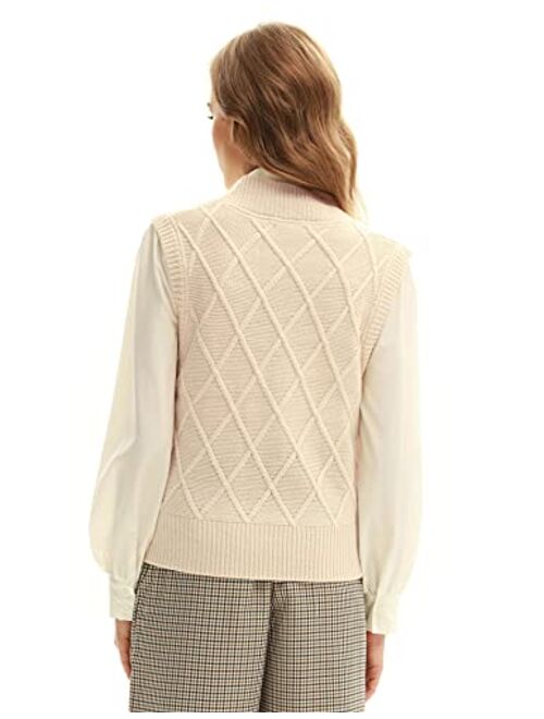 Belle Poque Women Vintage Sweater Vest V-Neck Sleeveless Sweater Vest Top