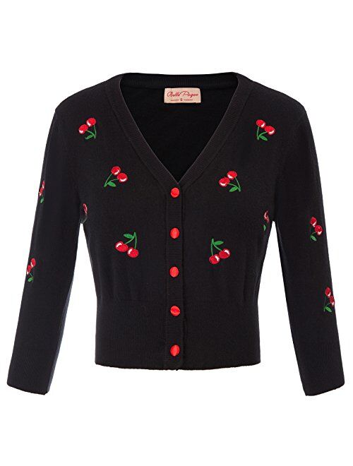 Belle Poque Womens 3/4 Sleeve Bolero Shrug Open Front Knit Cropped Cardigan