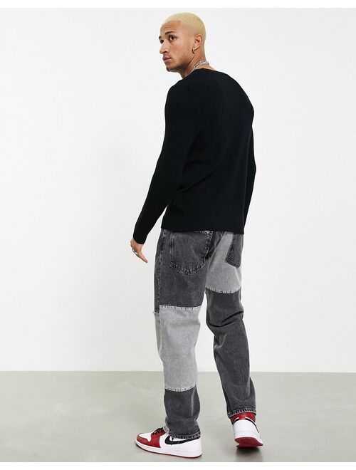 Bershka oversized knit sweater in black