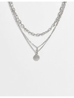 layered chain necklaces in silver