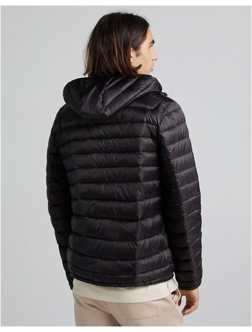 Bershka quilted hooded jacket in black