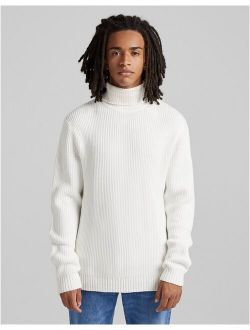 roll neck sweater in white