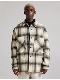 shacket in beige check