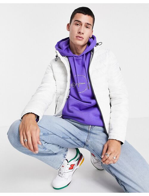 Bershka quilted hooded jacket in white
