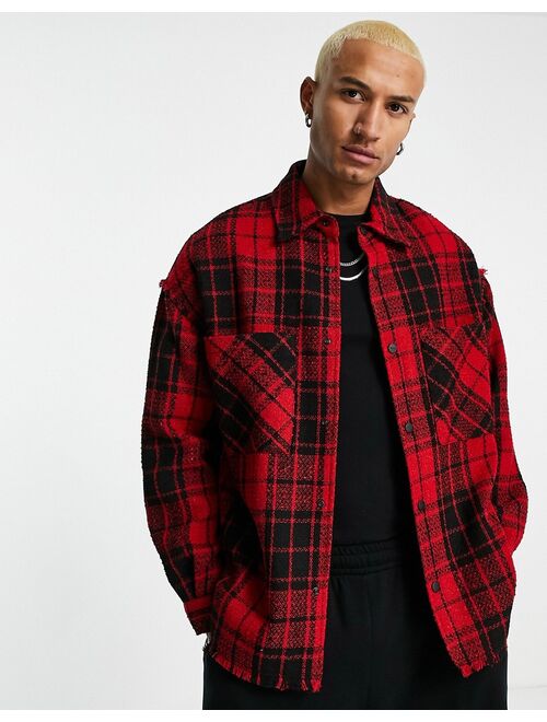 Bershka overshirt in red check