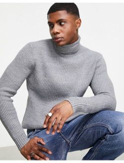 roll neck sweater in gray