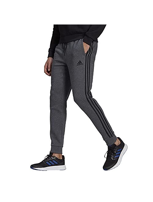 adidas Men's Essentials Fleece Tapered Cuff 3-Stripes Pants